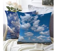 Cushion Covers Cloud Outdoor Cushions Set Of 2 45x45cm Waterproof Linen Soft Cushions For Sofa Sky Decorative Square Pillowcase With Invisible Zipper For Garden Furniture,Patio Seating,Bed Room A1-26