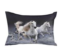 Cushion Covers Crazy 3D White Horse Animal Pattern Throw Pillow Case Colorful Pillowcases Premium Cushion Case For Sofa Living Room Bedroom 40X60CM