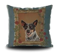 Cushion Covers Cute Australian Cattle Dog With Red Vintage Throw Pillow Case Cozy Pillowcases Double Sided Printing Pillow Cover For Office Living Room Sofa 45X45CM
