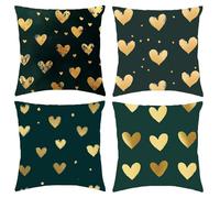 Cushion Covers Dark Green Cushions 80cm x 80cm Garden Cushions Love Sofa Cushion Covers Set of 4 Luxury Velvet Decorative Square Pillow Cases with Invisible Zipper for Sofa Bedroom Home Decor C1-547