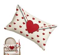 Cushion Covers for Sofa, Soft Covers, Decorative Cushion Covers with Red and White Heart, for Living Room, Bedroom, Sofa, Armchair