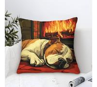 Cushion Covers French Bulldog Modern Art Decorative,Warm Fireplace Pattern Square Pillow Cases Soft Polyester Throw Pillow Cover for Sofa Garden Bed Couch Cushions 40x40cm