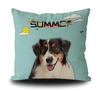Cushion Covers Funny Australian Shepherd Dog Juice Watermelon Cool Summer Throw Pillow Case Soft Pillow Cover Cozy Pillowcases For Living Room Office Sofa 45X45CM