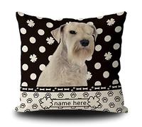 Cushion Covers Funny White Miniature Schnauzer Dog St Patricks Shamrocks Black Polka Dots Paws Throw Pillow Case Double Sided Printing Pillowcases Decorations Pillow Cover For Sofa 45X45CM
