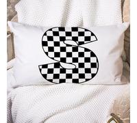 Cushion Covers Initial Letter S Monogram Buffalo Plaid Last Name Throw Pillow Case Double Sided Printing Pillowcases Cozy Pillow Cover For Sofa Living Room Bedroom 40X60CM