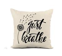 Cushion Covers Just Breathe Inspirational About Freedom Modern Phrase Dandelion Simple Pillowcases Double Sided Printing Cushion Case Soft Throw Pillow Case For Sofa Living Room Bedroom 45X45CM