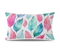 Cushion Covers Leaf 50cm x 70cm Rectangle Cushions Pink Throw Pillow Covers Velvet Sofa Cushions with Invisible Zipper Large Decorative Pillows for Bed Living Room Farmhouse Garden Fall Decor Q9-746