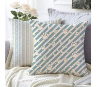 Cushion Covers Light Blue Outdoor Cushions Set Of 2 35x35cm Waterproof Linen Soft Cushions For Sofa Stripe Decorative Square Pillowcase With Invisible Zipper For Garden,Patio Seating,Room Decor A1-188