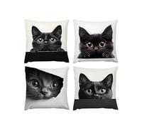 Cushion Covers Linen,40 x 40cm 4 Piece Velvet Cushion Covers Abstract Garden Cushions Cover Cat With Lnvisible Zipper Ultra Soft Home Accessories Stylish Decor for Christmas Birthday A-45