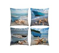 Cushion Covers Linen,50 x 50cm 4 Piece Velvet Cushion Covers Ship Garden Cushions Cover Starfish With Lnvisible Zipper Ultra Soft Home Accessories Stylish Decor for Christmas Birthday A54