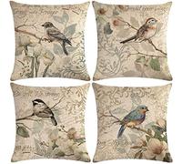 Cushion Covers, Outdoor Cushions Waterproof Bird Cushion Covers 40cm x 40cm,Outdoor Cushion Covers, Garden Cushions Set of 4 Green Cushion Covers for Patio Garden Blench Living Room Sofa Gift