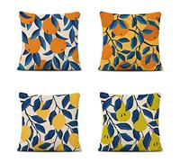 Cushion Covers, Outdoor Cushions Waterproof Fruit Cushion Covers 40cm x 40cm,Outdoor Cushion Covers, Garden Cushions Set of 4 Green Cushion Covers for Patio Garden Blench Living Room Sofa Gift