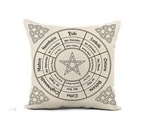 Cushion Covers Pagan Wheel Of The Year Wiccan Calendar Altar Annual Cushion Case Soft Pillowcases Cozy Throw Pillow Case For Living Room Office Bedroom 45X45CM