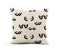 Cushion Covers Pattern Woman Breast Funny Boobs Doodle Black And White Pillow Cover Decorations Pillowcases Double Sided Printing Cushion Case For Living Room Bedroom Sofa 45X45CM