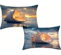 Cushion Covers - Pillow Cases 2 Pack 40x60cm Conch - Outdoor Cushions - Garden Cushions - Rectangle Sofa Cushion Covers - Velvet Waterproof Pillowcases 2 Pack - Fade & Stain Resistant - Dream m-325