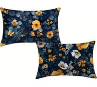 Cushion Covers - Pillow Cases 2 Pack 60x90cm Orange Color - Outdoor Cushions - Garden Cushions - Rectangle Sofa Cushion Covers - Linen Waterproof Pillowcases - Fade & Stain Resistant - Flower m-86