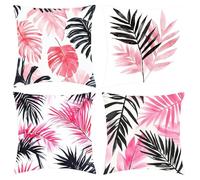 Cushion Covers Pink Cushions 60cm x 60cm Garden Cushions Leaf Sofa Cushion Covers Set of 4 Luxury Velvet Decorative Square Pillow Cases with Invisible Zipper for Bed Sofa Bedroom Home Decor C1-481