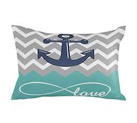 Cushion Covers Quote Love Anchor Design With Zigzag Ripple Grey Cushion Case Premium Throw Pillow Case Soft Pillowcases For Bedroom Office Living Room 40X60CM