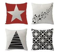 Cushion Covers Red Beige Black Pillow Cases 4 Packs Cotton and Linen Cushions with Covers Included Zipper Sofa Cushions Soft Pillowcase Living Room Pillow Cover Bedroom Cushion Cover 80x80cm