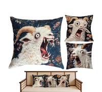 Cushion Covers, Screaming Goat Cushion Protector 17.7x17.7 Inch, Decorative Set of 3 Covers for Sofa, Sofa Living Room Accent Farmhouse, Use of Decoration 'Reading Corner