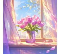 Cushion Covers Set of 2, Outdoor Cushions Cover, 40x40cm, Window Sill Flowers Decorative Throw Pillows, Decorative with Invisible Zipper, Sofa Cushion for Garden, A Gift for a Lady CZ0J-108