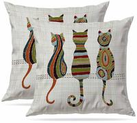 Cushion Covers Set of 2 Pack 50 x 50 cm Soft Short Plush Cute Animal Cat Decorative Throw Pillow Cases Cute Pillow Cover for Sofa Bed Garden Outdoor Decor with Invisible Zipper Pillow Covers