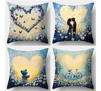Cushion Covers Set of 4 Pillowcases Heart 30x30cm Decorative Square Throw Pillow Covers, Velvet Pillow Protectors with Invisible Zipper, Cushion Cover for Home, Living Room, Couch Decor Sv14261