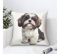 Cushion Covers Shih Tzu Dog Modern Art Decorative,Adorable Dog Breed Pattern Square Pillow Cases Soft Polyester Throw Pillow Cases Outdoor Patio Garden Bench Sofa Decor 50x50cm