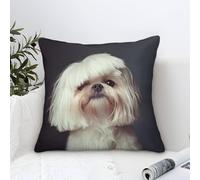Cushion Covers Shih Tzu Dog Modern Art Decorative,Minimalist Pet Pattern Square Pillow Cases Soft Polyester Throw Pillow Cover for Sofa Garden Bed Couch Cushions 45x45cm