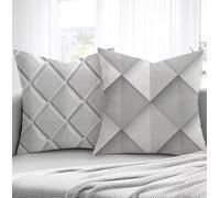 Cushion Covers Simple Sofa Cushions 40x40cm Set of 2 Soft Pillow Square Pillows, Grey Outdoor Cushions Decorative Pillows with Smooth Invisible Zipper for Bed Garden Living Room Christmas Decor R1-946