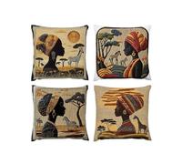 Cushion Covers soft,55 x 55cm 4 Piece Velvet Cushion Covers Africa Garden Cushions Cover Women With Lnvisible Zipper Ultra Soft Home Accessories Stylish Decor for Christmas Birthday A-90