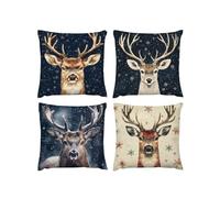 Cushion Covers soft,60 x 60cm 4 Piece Velvet Cushion Covers Animal Garden Cushions Cover Sika Deer With Lnvisible Zipper Ultra Soft Accessories Stylish Decor for Christmas Birthday A79