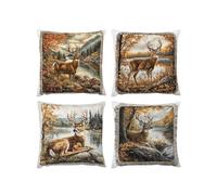 Cushion Covers soft,70 x 70cm 4 Piece Velvet Cushion Covers Animal Garden Cushions Cover Deer With Lnvisible Zipper Ultra Soft Home Accessories Stylish Decor for Christmas Birthday A-76