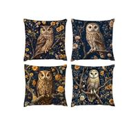 Cushion Covers soft,80 x 80cm 4 Piece Velvet Cushion Covers Animal Garden Cushions Cover Owl With Lnvisible Zipper Ultra Soft Home Accessories Stylish Decor for Christmas Birthday A-78