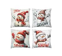 Cushion Covers soft,80 x 80cm 4 Piece Velvet Cushion Covers Winter Garden Cushions Cover Snowman With Lnvisible Zipper Ultra Soft Home Accessories Stylish Decor for Christmas Birthday A64