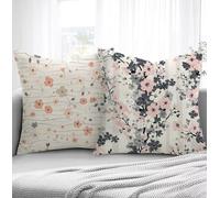 Cushion Covers Solid Color Sofa Cushions 35x35cm Set of 2 Soft Pillow Square Pillows, Flower Outdoor Cushions Decorative Pillows with Smooth Invisible Zipper for Living Room Christmas Decor R1-748