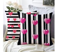 Cushion Covers Stripe Outdoor Cushions Set Of 2 30x50cm Waterproof Linen Soft Cushions For Sofa Love Decorative Square Pillowcase With Invisible Zipper For Garden,Patio Seating,Bed Room Decor A1-101