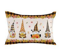 Cushion Covers Thanksgiving Happy Thanksgiving Quote Gnome Plaid Pillowcases Colorful Throw Pillow Case Premium Cushion Case For Sofa Living Room Bedroom 40X60CM