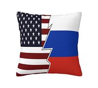 Cushion Covers Torn Style American And Russia Flags Throw Pillow Case Soft Cushion Case Double Sided Printing Pillowcases For Living Room Bedroom Sofa 45X45CM