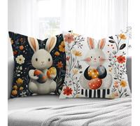 Cushion Covers White Sofa Cushions 35x35cm Set of 2 Soft Pillow Square Pillows, Rabbit Outdoor Cushions Decorative Pillows with Smooth Invisible Zipper for Garden Living Room Christmas Decor R1-718