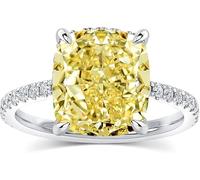 Cushion Cut Natural Yellow Sapphire Pukhraj Gemstone Handmade 925 Sterling Silver Engagement Wedding Gift Ring For Girl's and Women's