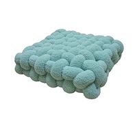 Cushion decoration cuddle cushion plush knot ball cushion knotted cushion knot pillow decorative cushion fluffy decorative cushion braided for sofa, bed, decorative,Light Blue, 40×40×12CM