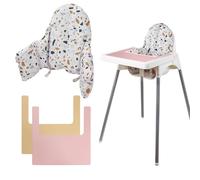 Cushion for High Chair, Chair Pad IKEA Antilop Highchair, Seat Pad, with Two High Chair Placemat, Built-in Inflatable Cushion, Soft and Comfortable, Baby Sitting More Comfortable (Stone Flower)