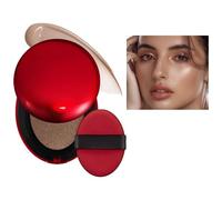 Cushion Foundation, Semi-Matte Finish 72-Hour Foundation Full Coverage Sun Protection, Waterproof, Clear Makeup Red+Shell+Air Focuses on Keeping The Coverage Great,18g