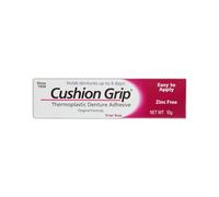 Cushion Grip Thermoplastic Denture Adhesive, 0.35 oz (Travel Size) | Refits and Tightens Loose Dentures for Up to 4 Days | Non-Glue, Zinc-Free, Waterproof Formula, Acts Like a Soft Reliner