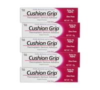 Cushion Grip Thermoplastic Denture Adhesive, 0.35 oz Travel Size | Refits and Tightens Loose Dentures On The Go | Glue-Free, Acts Like a Soft Denture Reliner (Pack of 5)