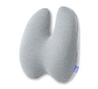 Cushion Lab Extra Dense Lumbar Pillow - Patented Ergonomic Multi-Region Firm Back Support for Lower Back Pain Relief - Lumbar Support Cushion w/Strap for Office Chair, Car, Sofa, Plane - Grey