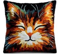 Cushion Making Kit Fantasy Animal Cat DIY Latch Hook Kit Cushion Home Decor Embroidered Pillow Kits,Beginner Adult Embroidery Set 43x43cm