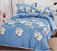 cushion mania Duvet Cover Set with Pillowcases - Soft 90 GSM Microfibre Quilt Cover Bedding, Lightweight & Machine Washable (Daisy Trails Blue, King Size)