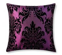 cushion mania Extra Large Flock Damask Cushion or Cover 24"x24" Luxury Decorative Scatter Pillow for Sofa, Bed & Living Room (Purple, Filled Cushion)